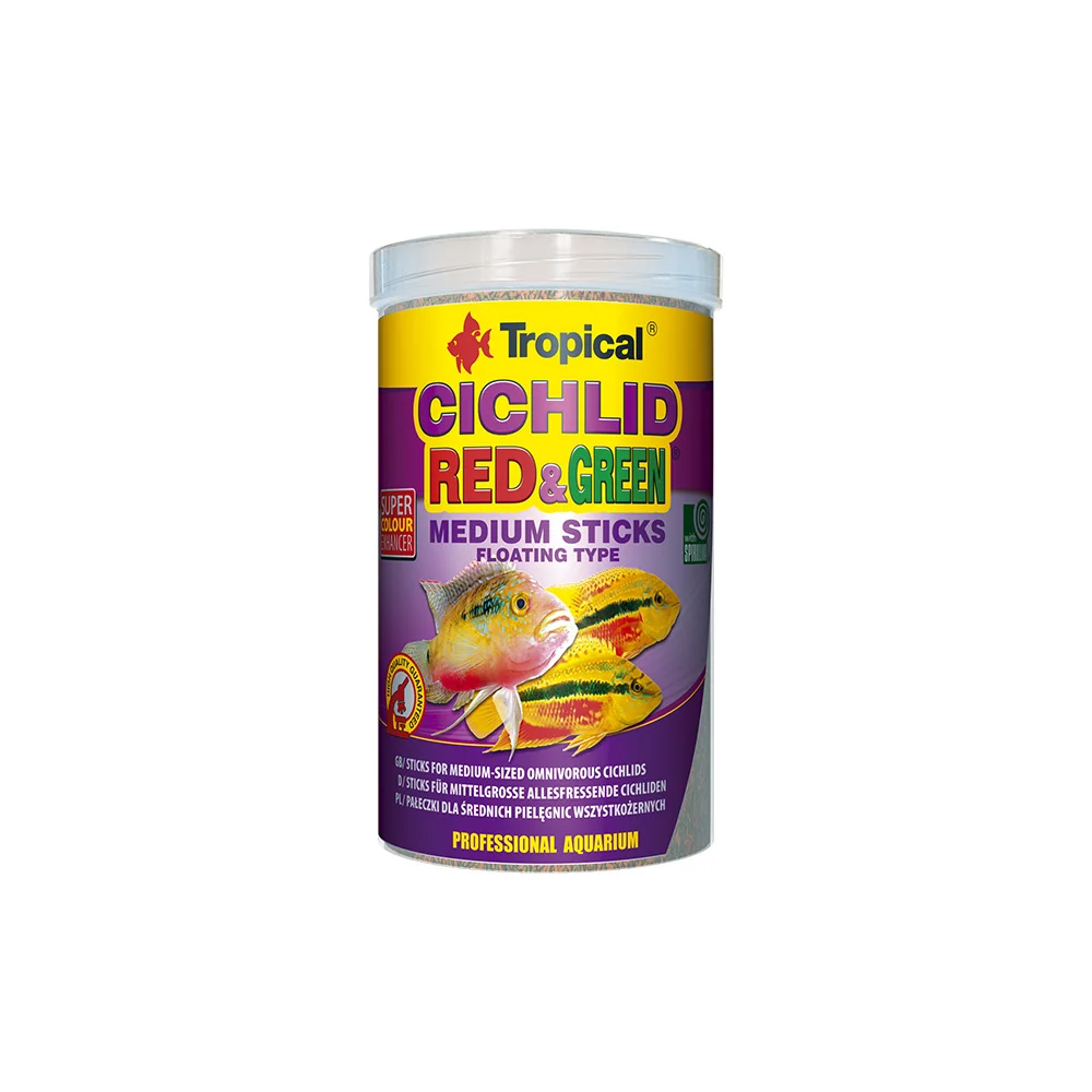Tropical cichlid red/greed medium sticks 250ml/90qr