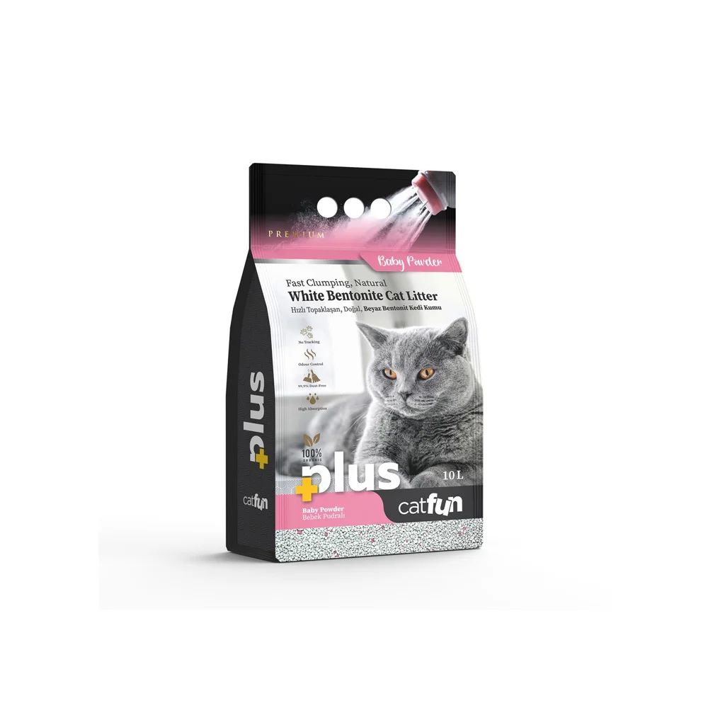 CatFun комкующийся наполнитель для кошек с ароматом детской присыпки, 10 л