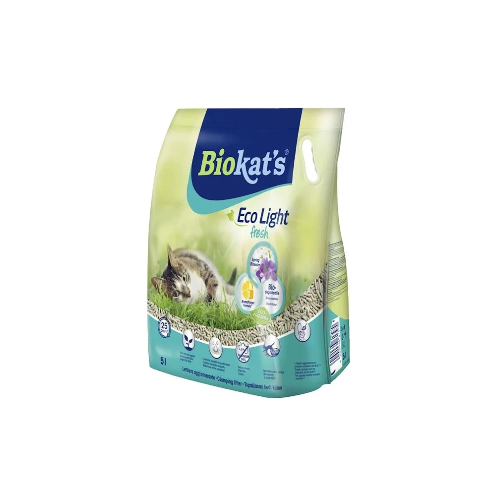 Biokat's Eco Light Fresh Spring Tofu clumping cat litter with spring fragrance, 5 L