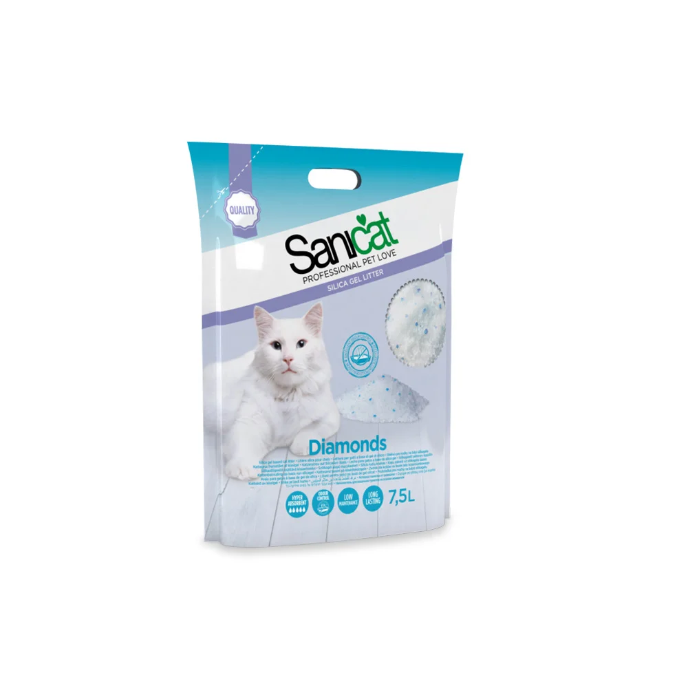 Sanicat Diamonds силикагелевый наполнитель для кошек, без запаха, 7,5 л