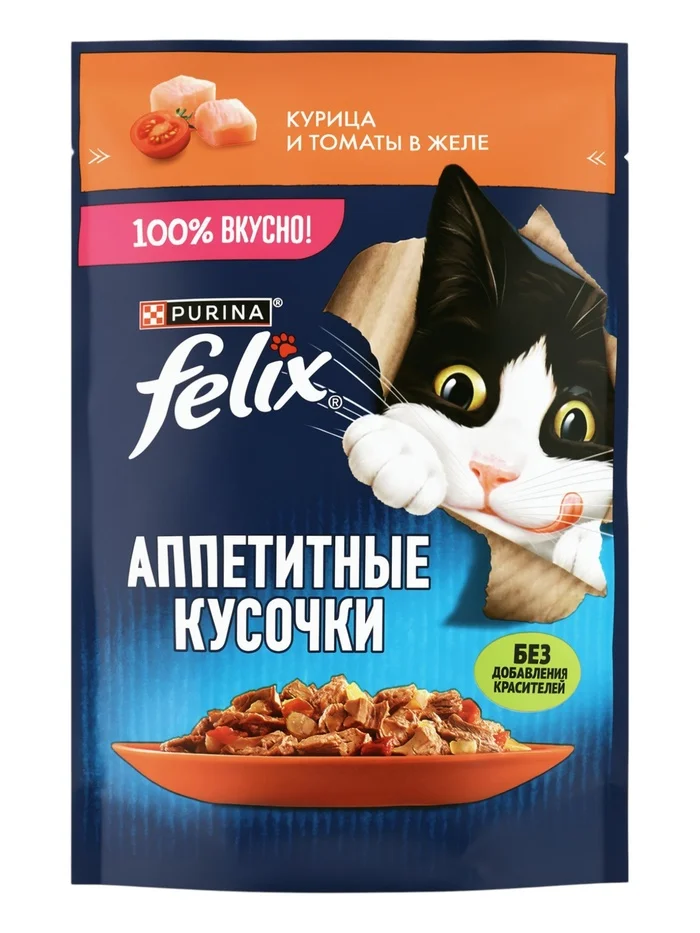 Felix влажный корм для кошек с курицей и томатом в желе 75 г