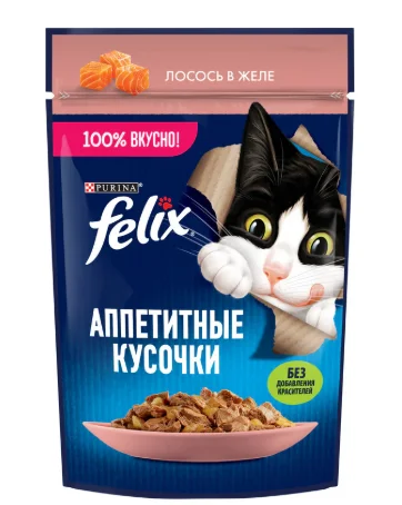 Felix влажный корм для кошек с лососем в желе 75 г